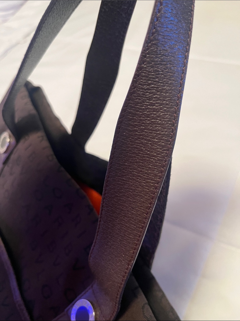 Bvlgari Logomania Dark Brown Canvas & Leather Tote EUC Retail $1200 - Picture 13 of 16